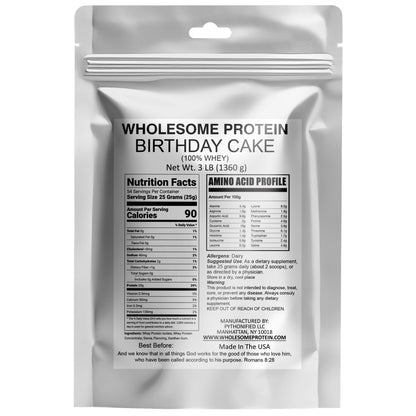 Wholesome Protein 100% Whey, Isolate Protein Blend Powder, Birthday Cake Flavor (18 - 54 Servings)