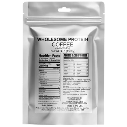 Wholesome Protein 100% Whey, Isolate Protein Blend Powder, Coffee Flavor (18 - 54 Servings)