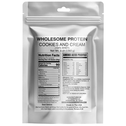 Wholesome Protein 100% Whey, Isolate Protein Blend Powder, Cookies and Cream Flavor (18 - 54 Servings)